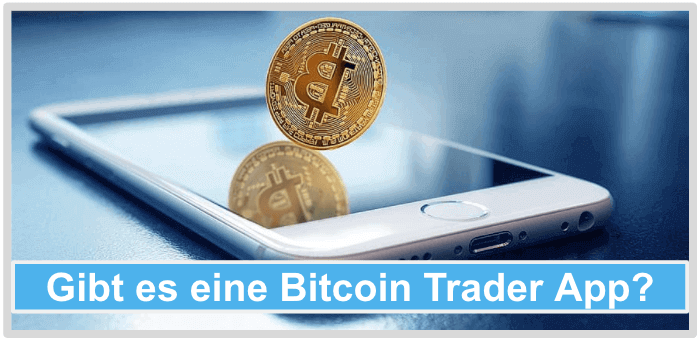 Bitcoin Münze auf einem Handy Bitcoin-Trader-App