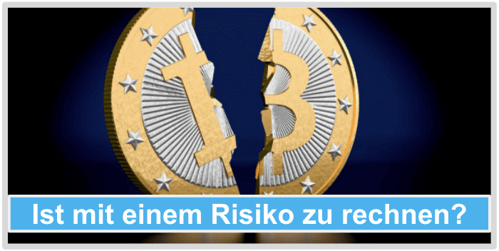 Zerbrochene Bitcoin Münze Bitcoin-Trader-Risiko