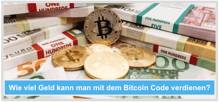 Geldscheine und Bitcoin Münzen Wie-viel-Geld-mit-Bitcoin-Code-verdienen