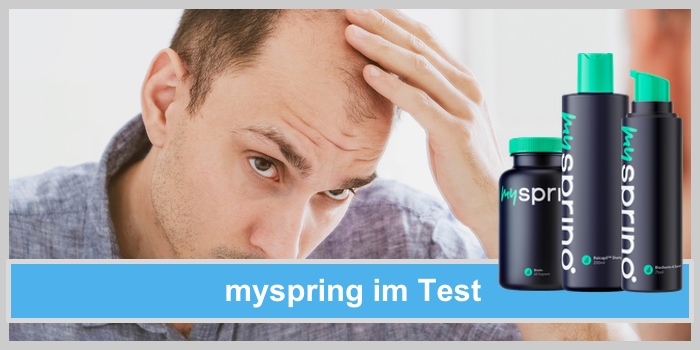 myspring im Test: Haarwuchsmittel, Mann mit Haarausfall, schütteres Haar, Mittel gegen Haarausfall