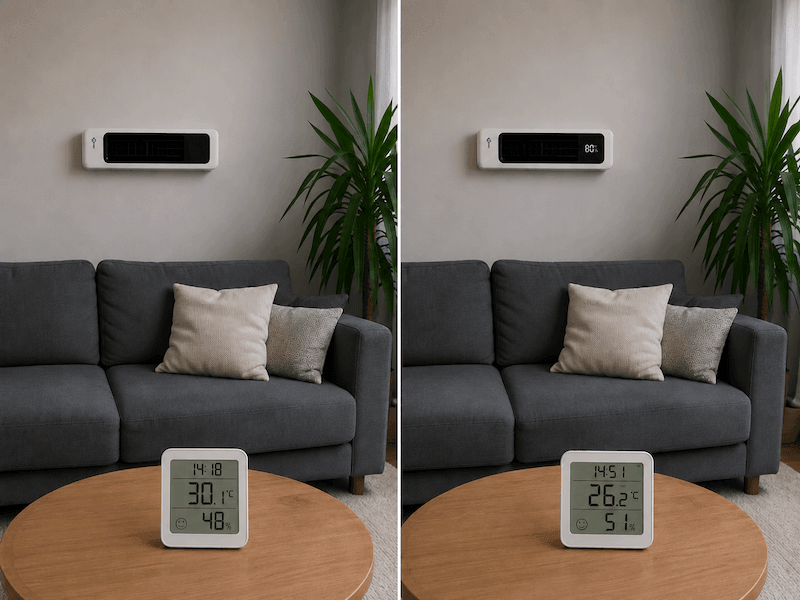AirZuma Vorher Nachher Temperatur Anwendung Air Zuma